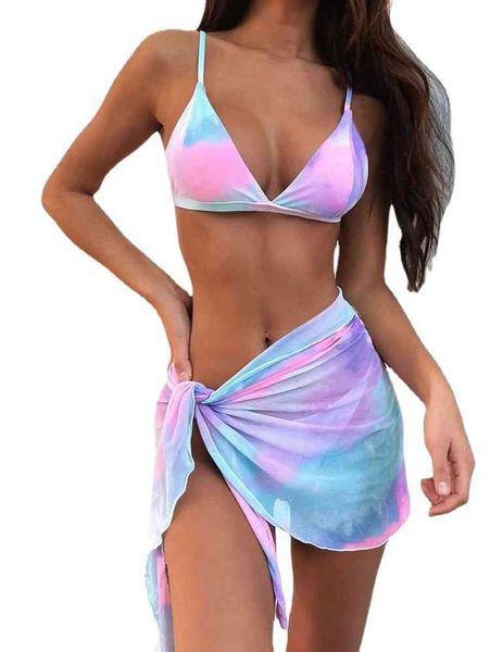 

women's swimwear printed bikini 3-piece swimsuit split backless 8dcq, White;black