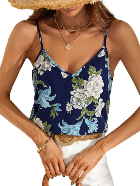 

floral print cami e688#, White