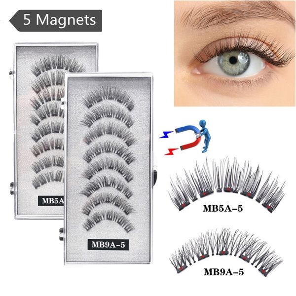 

5 magnetic eyelashes curler set long 3d mink lashes magnetique natural thick false with magnetic tweezers 220518