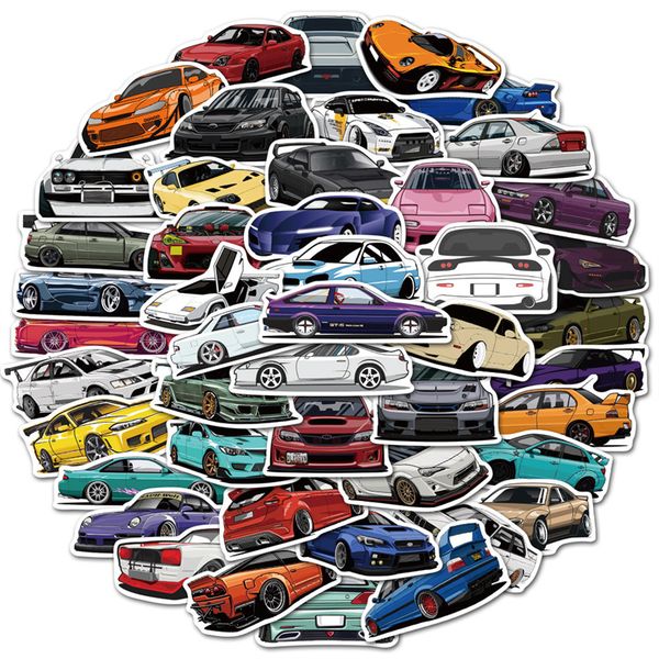 

50pcs cartoon jdm car sticker pack for lapskateboard motorcycle decals