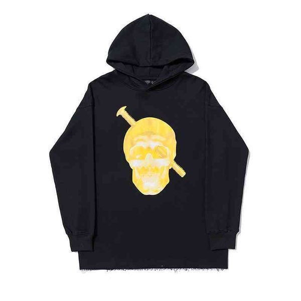 

selling designer hooded sweater trendy brand v 22 lone sweatshirt american hip hop loose oversize hoodie classic big print men and women jac, Black