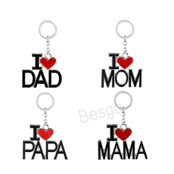 Английская буква для ключей я люблю папа мама Keyring Family Buckains подвесной отцовский подарок ко дню матери Металлический папа мама ключевая цепочка BH6785 Tyj