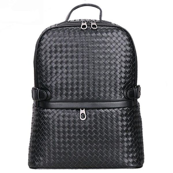 

vintage hand weaving genuine leather backpacks men women school backpacks travel bags big canvas backpack large lapbook bag ha285a