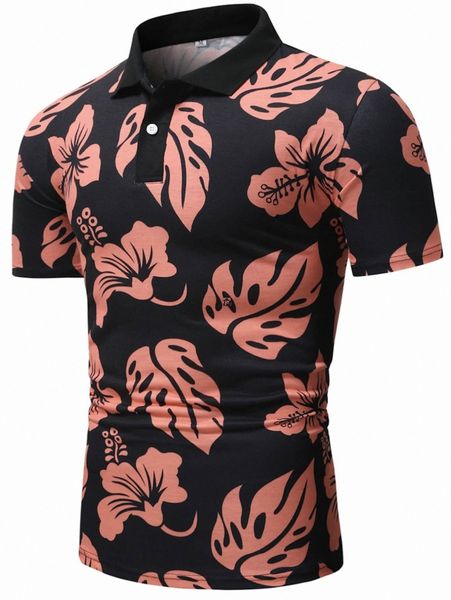 

men floral print polo shirt z3da#, White;black