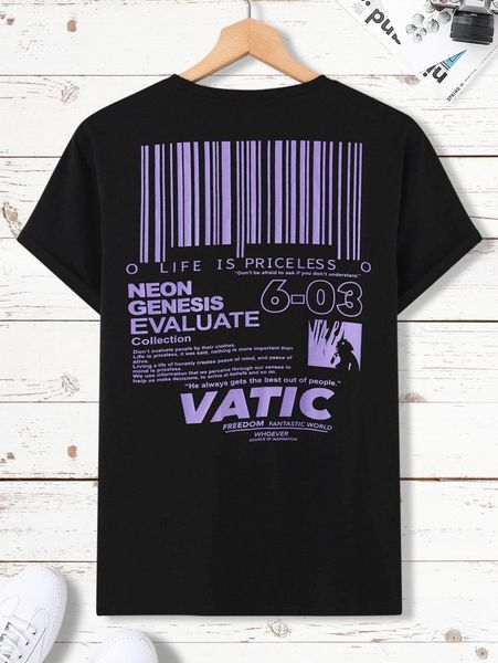 

men striped & slogan graphic tee t9tx#, White;black