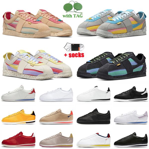 

wholesale 2022 union la x cortez sesame running shoes smoke grey lemon frost noir forrest gump leather black white blue purple women mens tr, White;red
