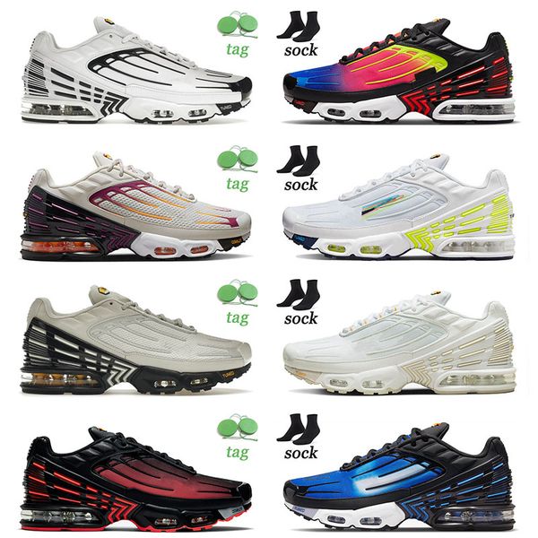 

authentic 2022 tn plus 3 iii tuned running shoes bone black rainbow crimson red men women tiger crater laser blue sports trainers 36-46