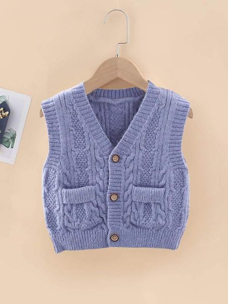 

toddler boys dual pocket vest cardigan she, Blue