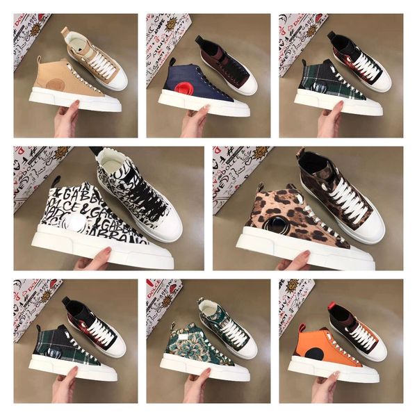 

casual sports shoes boots op60 spring and summer new stitching lace-up fashion high-end boutique first layer cowhide men's high shoes, Black