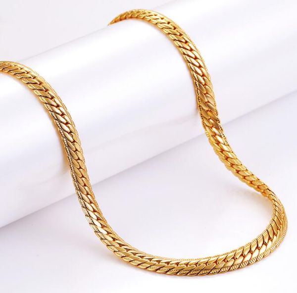 

18k gold plated hip hop 6mm thick flat snake chain men's necklace, Silver
