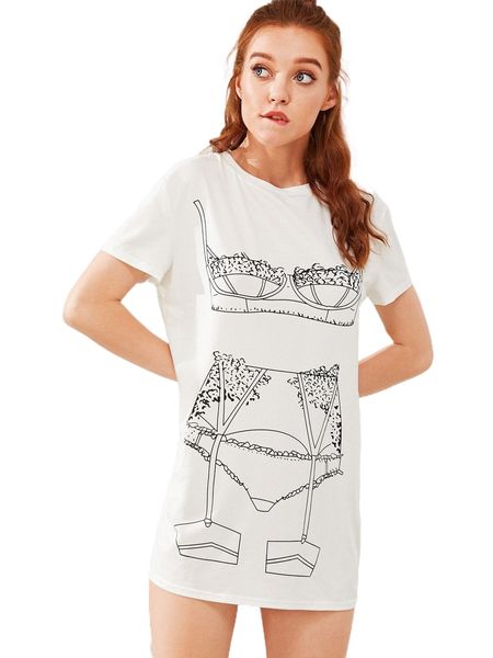 

lingerie set print night dress j6lv#, Black;red