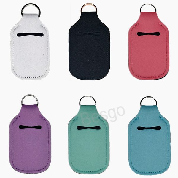 Anti Contato Keyring Hand Sanitizer Holder Neoprene Perfume Batom Bag Anel de Metal Chaveiro Suporte Não Contato Proteger Capa BH6382 TYJ