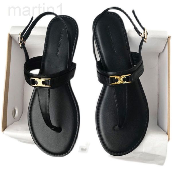 

sandals designer summer 2021 new leisure flat bottom clip toe one line belt fashion shoes sandals for women1bke, Black