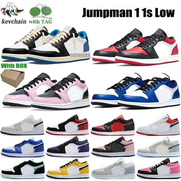 

jumpman 1 1s men women low basketball shoes cactus jack game royal black white grey light smoke paint drip reverse bred mens trainers sports