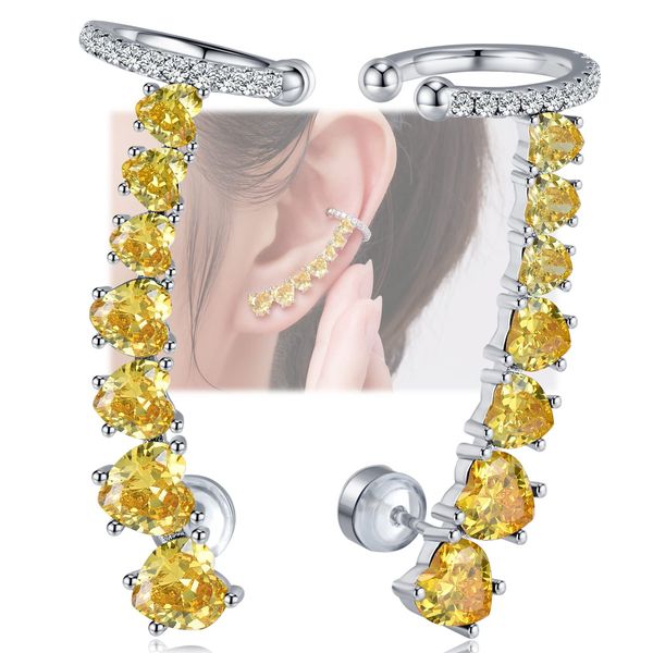 

dangle chandelier 925 sterling sier post stud earrings for women cartilage ear cuffs hoop climber 7 mtcolors cubic zirconia cz hypoal amukp, Silver
