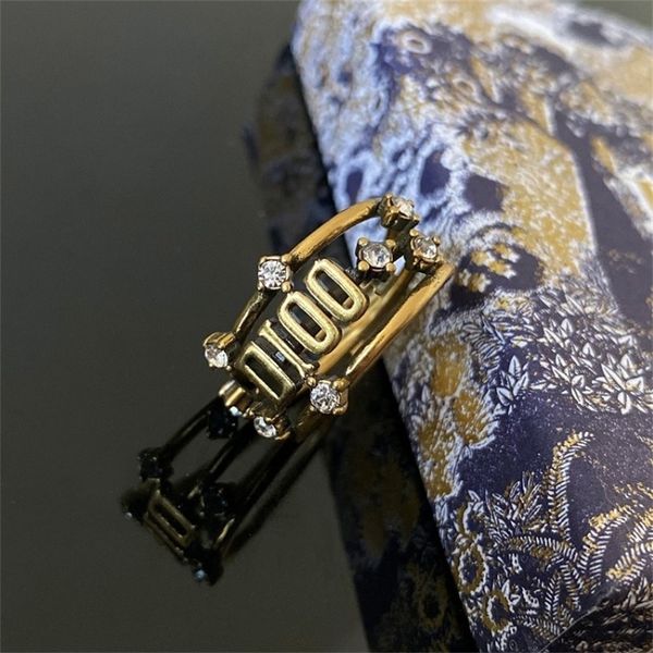

2022 factory wholesale new style crown diamond female dijia brass gilded personality neutral ring qwmt m52p, Silver