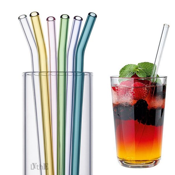 

8 colors reusable drinking glass straws eco-friendly high borosilicate glass straw for smoothie milkshakes drinks bar accessoroy sxjun1