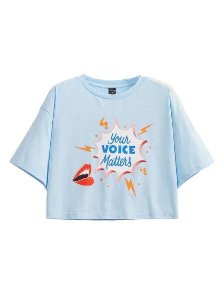 

x ay selinita mouth & slogan graphic tee t67e#, White
