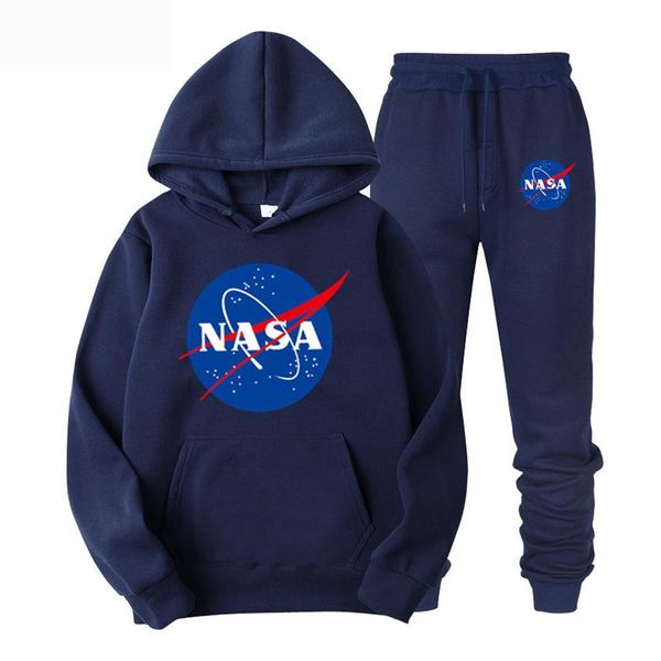 

0020 new letter printing nasa hip hop tracksuits winter fleece men casual hooded sweater suit streetwear275c, Gray