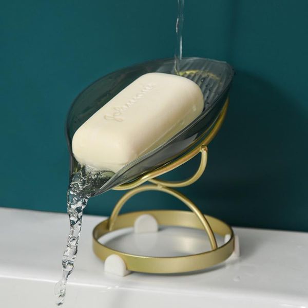 Portasapone Portasapone da bagno con scarico Portapiatti a ventosa portatile a forma di foglia per WC Portabiancheria Vassoio BasinSoap