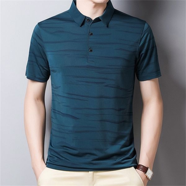 Ymwmhu moda homens camisa polo fina fresco verão camisa slim streetwear polo camisa streetwear roupas de escritório tops coreano 220402