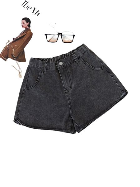 

slant pocket denim shorts 53tp#, White;black