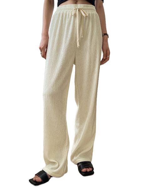 

dazy drawstring waist wide leg pants d1yh#, Black;white