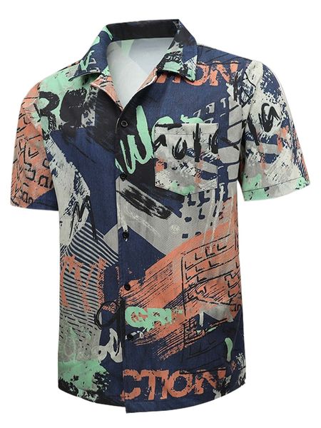 

men letter graphic patched pocket shirt v7uy#, White;black
