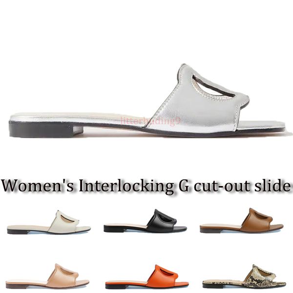 

women slippers g cut-out slide brown light pink black sandal calf leather flat ladies fashion cutout wear shoes 35-41