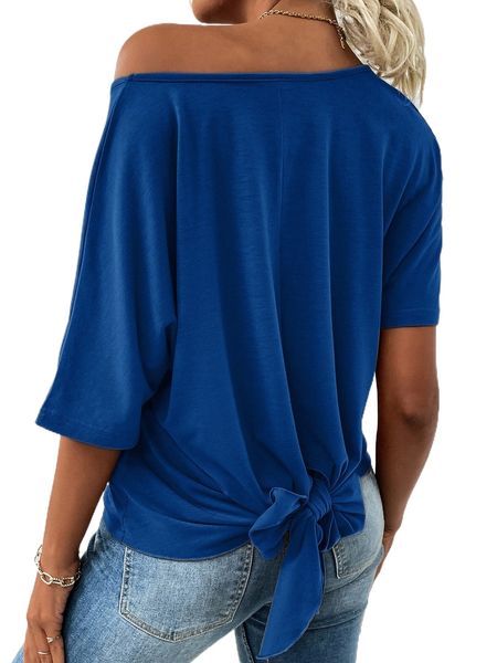

batwing sleeve tie back tee b85x#, White