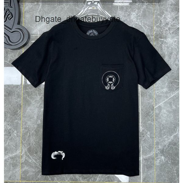 

ch mens luxury t shirts horseshoe flower tees brand man summer cross t-shirts sanskrit letter designer tshirts fashion boy hip hop sweater w, White;black