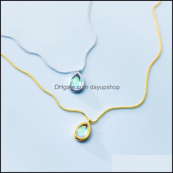 

chains necklaces pendants jewelry charm 925 sterling sier for women water drop shape colorf alexandrite pendant neckla dhwin, Silver