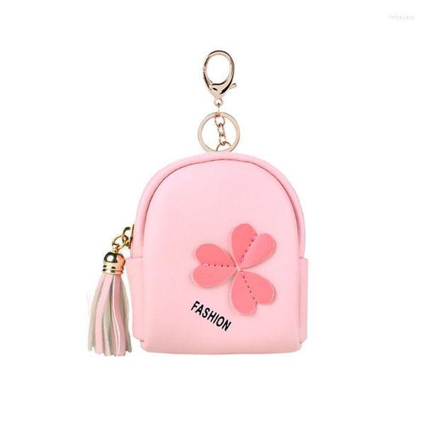 Keychains Pink Flower Small Bag Women PU CUINHO DE CUINHO DE CUINHA MODAÇÃO Handbag Solter Girls Card para Kids KeyChainKeyChains Forb22