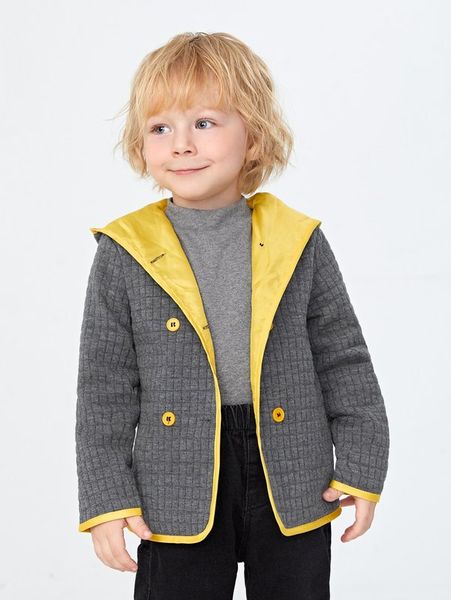 

toddler boys double breasted hooded jacket she, Blue;gray