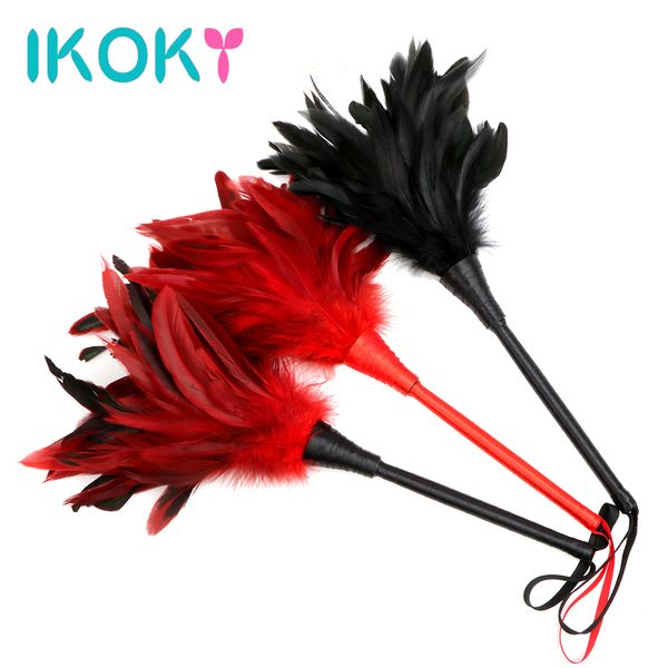 IKOKY Piuma sexy Frusta Clitoride Tick Massaggio Schiavo Gioco di ruolo Flirtare Sculacciata Bondage Gioco per adulti Giocattolo per coppie Negozio