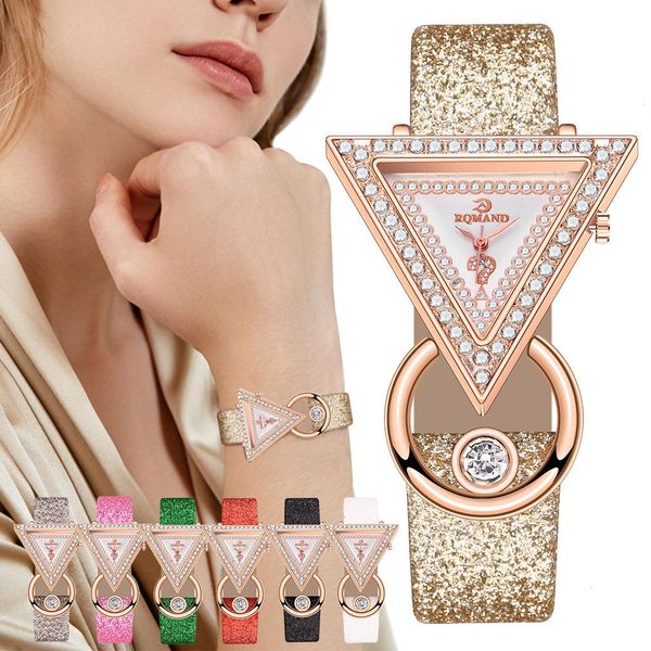 Quarzo di moda per orologio da donna con cinturino smerigliato da donna con diamanti a triangolo super creativo coreano