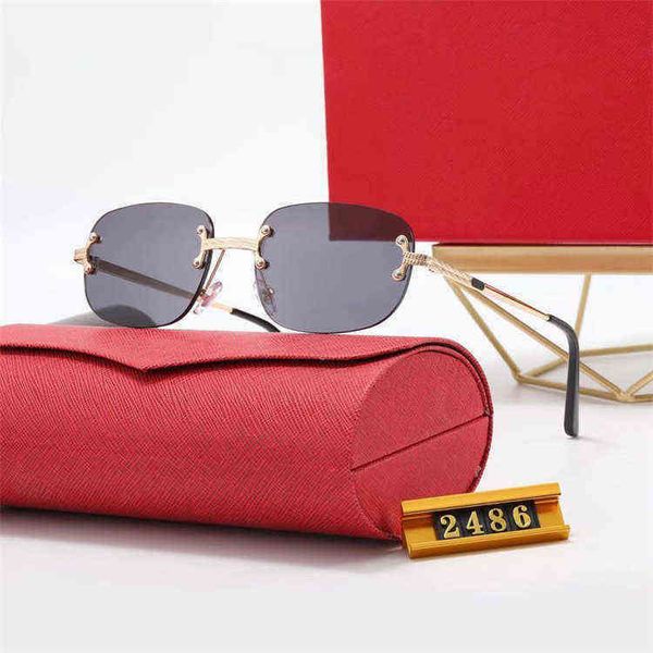 

fashion women's frameless sunglasses metal sunglasses 2486 luxury brand designer metal sun glass for mens wholesale, White;black