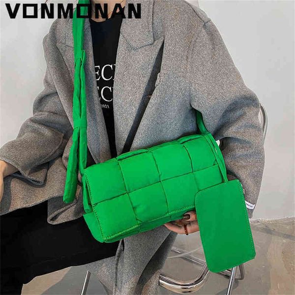 Umhängetasche Handtaschen Weben Gepolsterte Geldbörsen Designer Gesteppte Damen Schulter Marken Winter Daunen Baumwolle 220513
