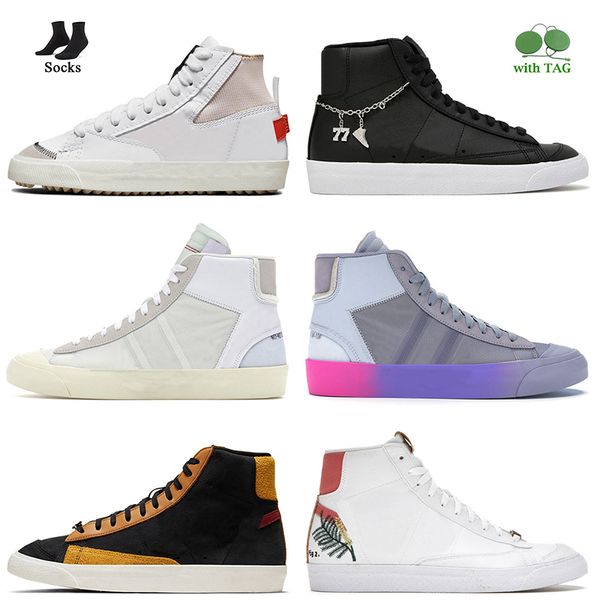 

wholesale 2022 women mens blazer mid 77 vintage running shoes white university blue gold black pendants wolf grey indigo mosaic brown platfo