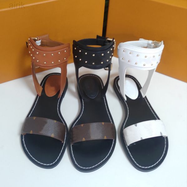 

classic women designer sandals ankle high boots summer flats slides striking gladiator slippers leather outsole sandal ladies beach trends, Black