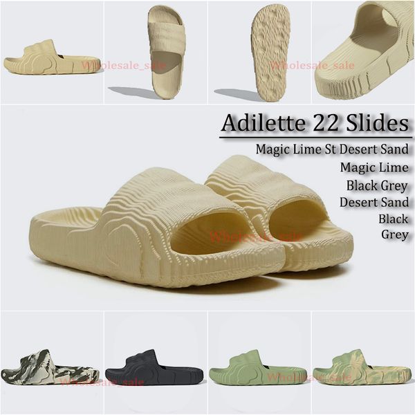 Neue Original Adilette 22 Männer Frauen Designer Hausschuhe Slides Sandalen Plattform Schuh Mode Magic Lime St Wüstensand Schwarz Grau Slipper Slide Sandale Schuhe Schrammen 36-45