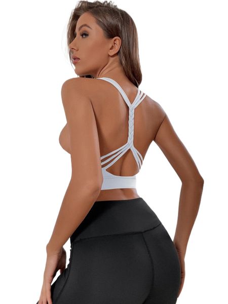 

high support breathable softness backless sports bra m0pa#, Gray