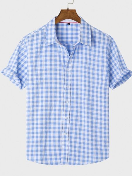 

men gingham print shirt y2zi#, White;black