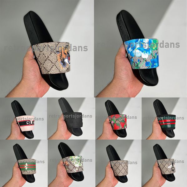 

mens summer designers slides womens slippers fashion luxurys floral slipper tigers rubber slide sandal, Black