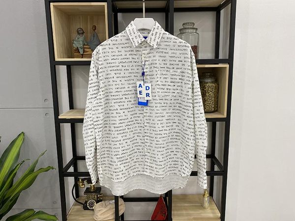 Camisas casuais masculinas no início do outono de entrega rápida Erro de ader de impressão completa LOGOTO LOGO WHITE Mens Men