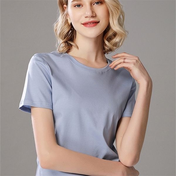 

suyadream women solid t shirts silk cotton blend plain o neck short sleeved tee summer candy colors basic cozy 220420, White