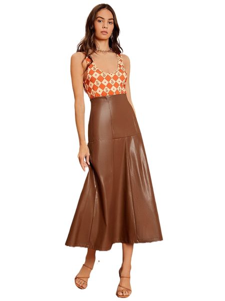 

high waist ruffle hem patent skirt s3ev#, Black