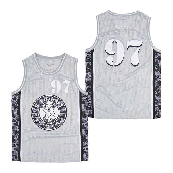 Filme Filme Basquete Em Branco 97 Bad Boys Jerseys 1997 Retro Hip Hop para Fãs de Esporte Bordado de Algodão Puro e Costurado Hiphop Uniforme Respirável Equipe Cor cinza