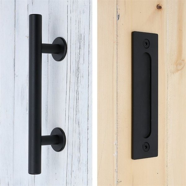 Maniglia per porta scorrevole in acciaio al carbonio Maniglia per porta in legno Maniglia per porta nera Maniglie per porte interne Maniglia T200703