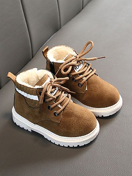 

boys side zipper lace-up front boots she02, Black;grey